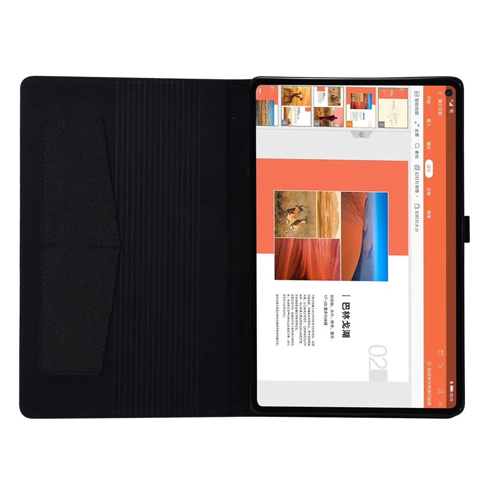 For Lenovo Tab M10 Plus Leather Case Scratch Resistant Flip Tablet Cover with Stand Card Slots - Black - Image 2
