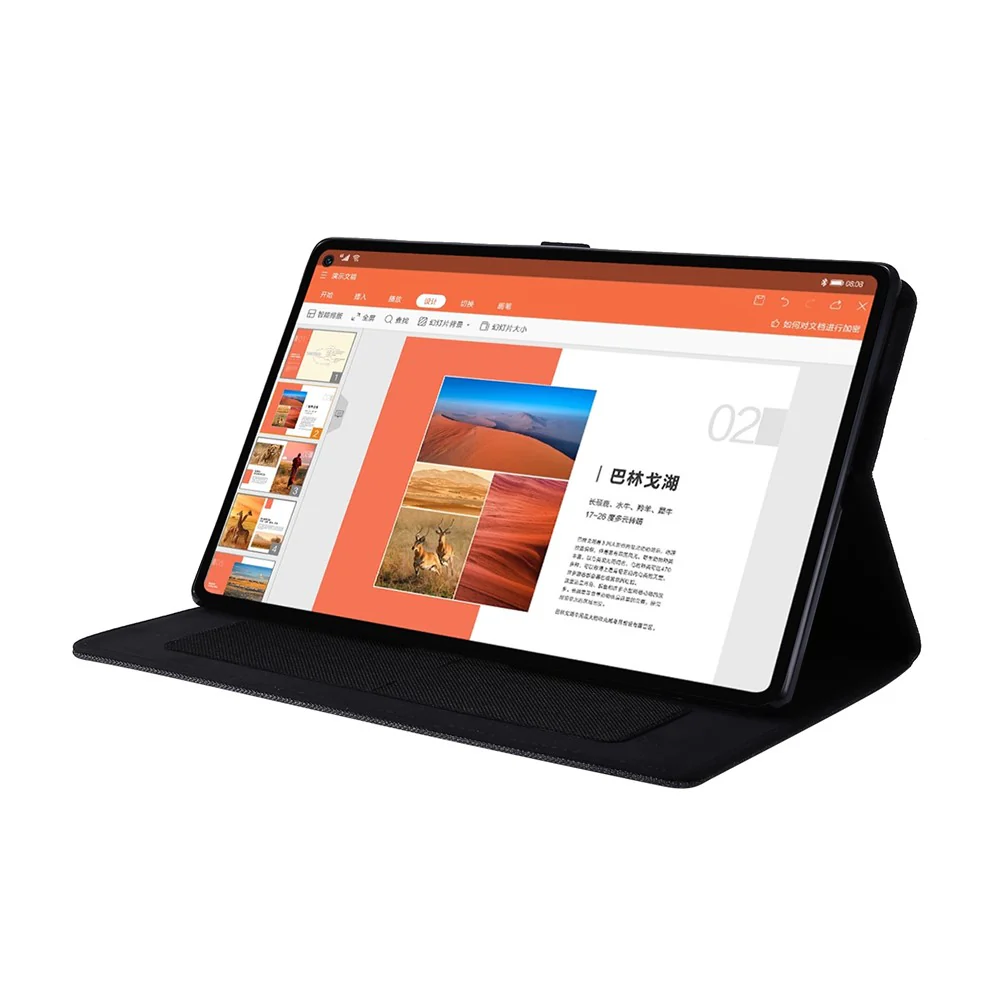 For Lenovo Tab M10 Plus Leather Case Scratch Resistant Flip Tablet Cover with Stand Card Slots - Black - Image 5