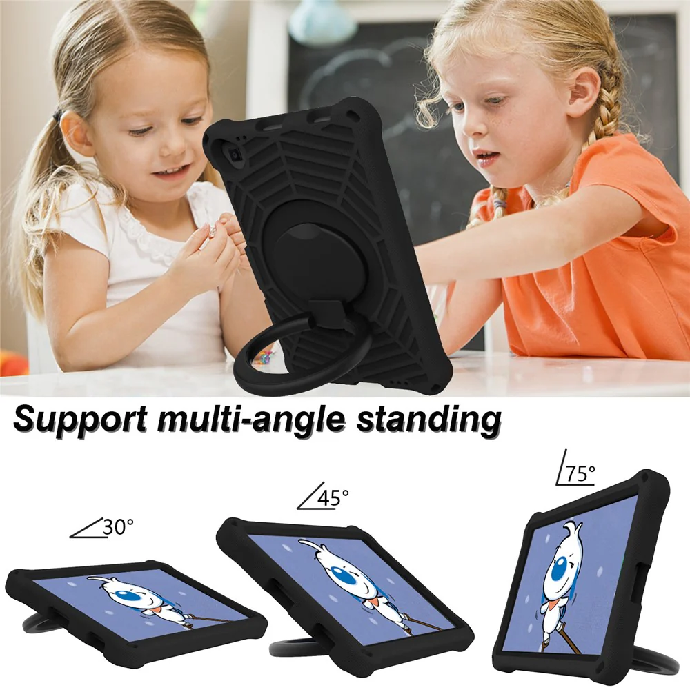 For Lenovo Tab M10 Plus / Tab M10 FHD Plus TB-X606F Spider Web Texture Rugged Protective Cover EVA Kickstand Hand Grip Kid-Proof Tablet Case with Shoulder Strap - Black - Image 4