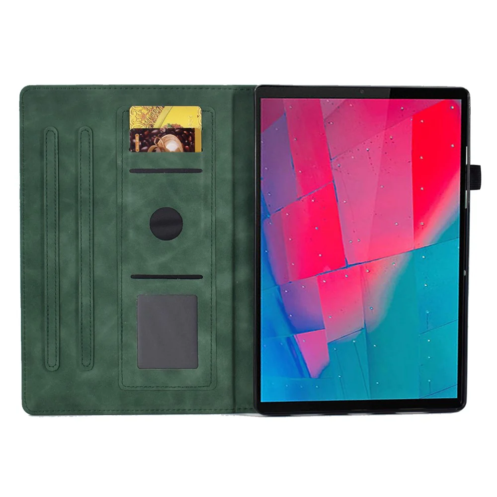 For Lenovo Tab M10 Plus TB-X606F Butterfly Flower Pattern Imprinted PU Leather Folio Case Stitching Line Card Holder Stand Smart Tablet Cover - Green - Image 2