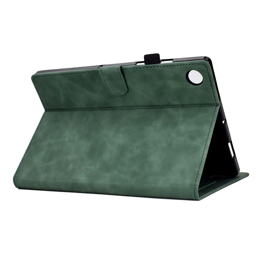 For Lenovo Tab M10 Plus TB-X606F Butterfly Flower Pattern Imprinted PU Leather Folio Case Stitching Line Card Holder Stand Smart Tablet Cover - Green - Image 4