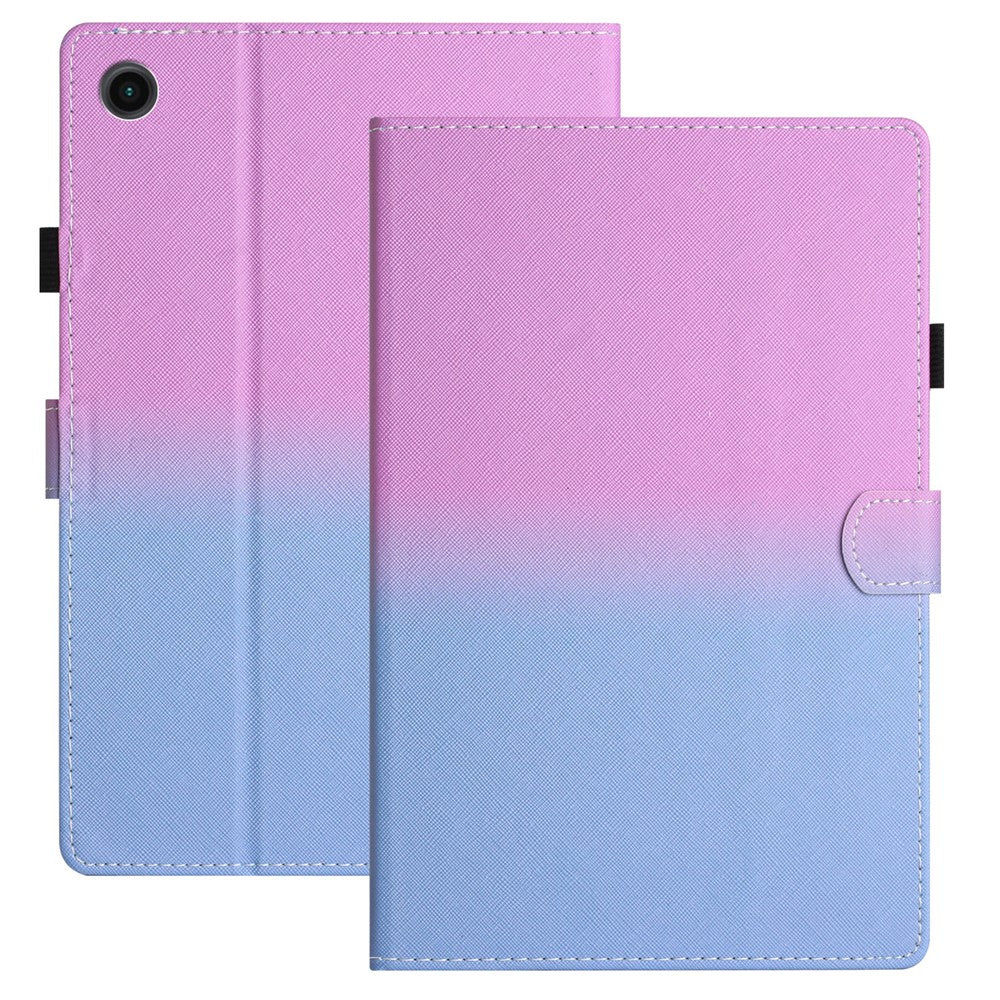 For Lenovo Tab M10 Plus TB-X606F Gradient PU Leather Card Holder Tablet Cover Flip Stand Anti-drop Case - Purple / Blue