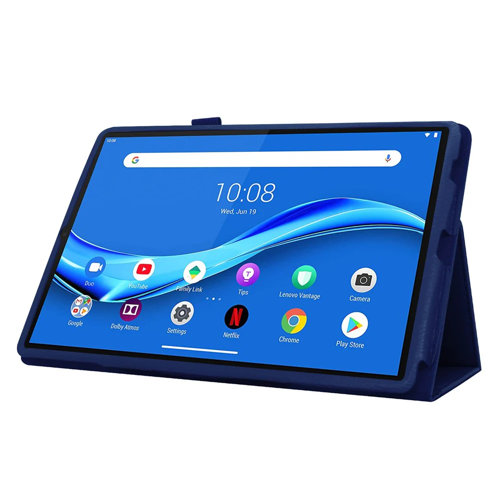 For Lenovo Tab M10 Plus TB-X606F PU Leather Case Shockproof Flip Tablet Cover with Stand Elastic Pencil Holder - Dark Blue - Image 3