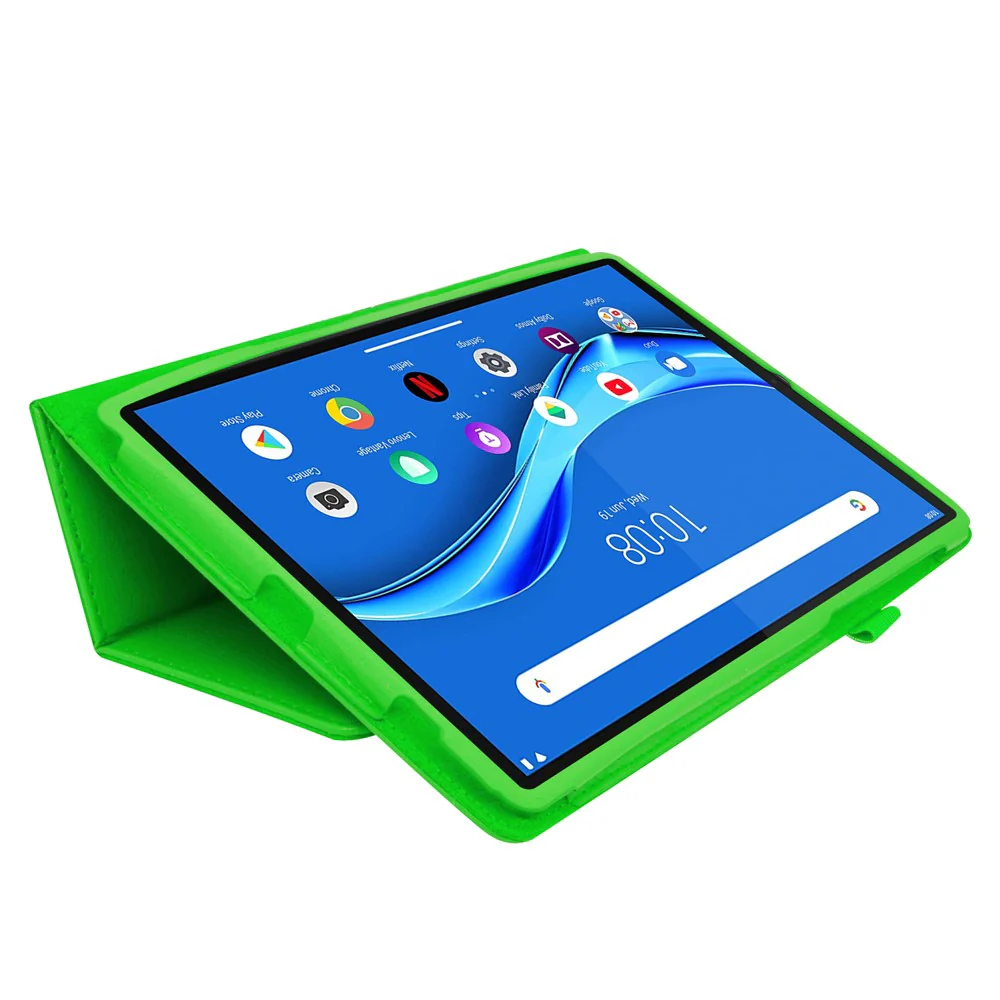 For Lenovo Tab M10 Plus TB-X606F PU Leather Case Shockproof Flip Tablet Cover with Stand Elastic Pencil Holder - Green - Image 2