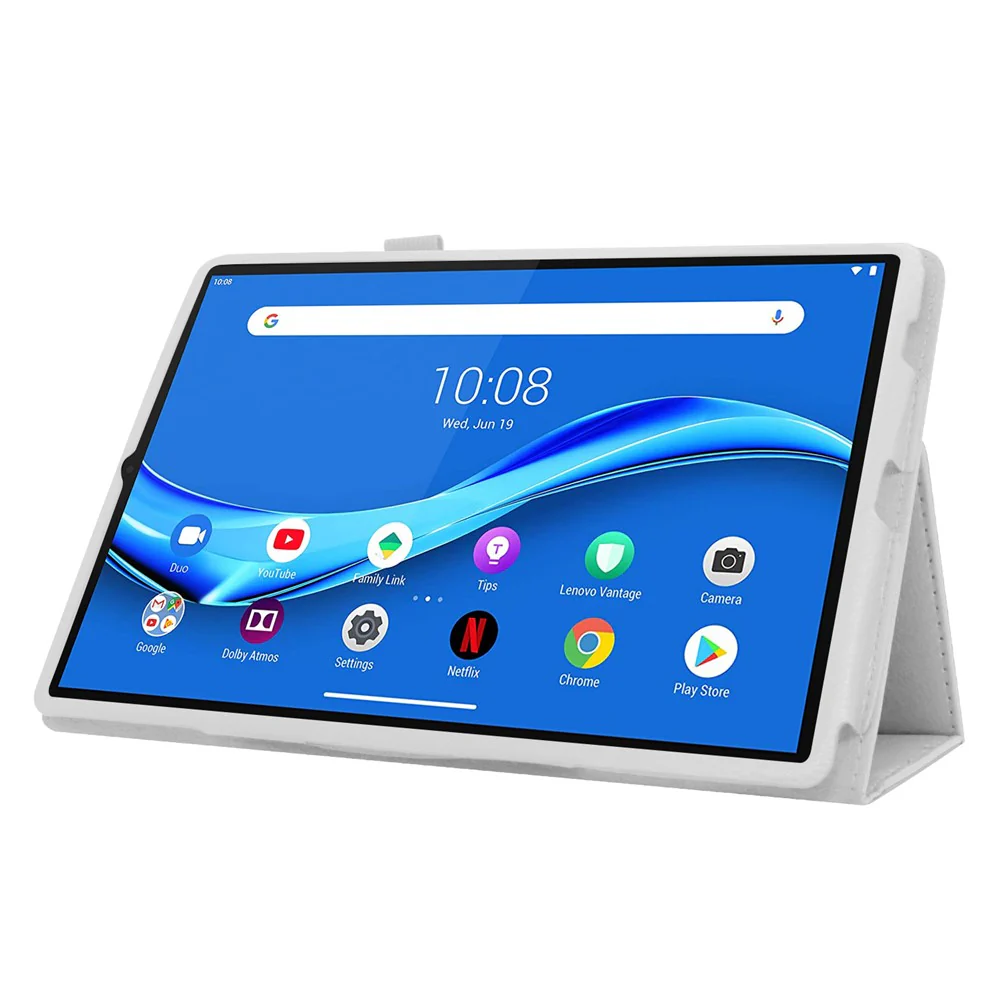 For Lenovo Tab M10 Plus TB-X606F PU Leather Case Shockproof Flip Tablet Cover with Stand Elastic Pencil Holder - White - Image 3