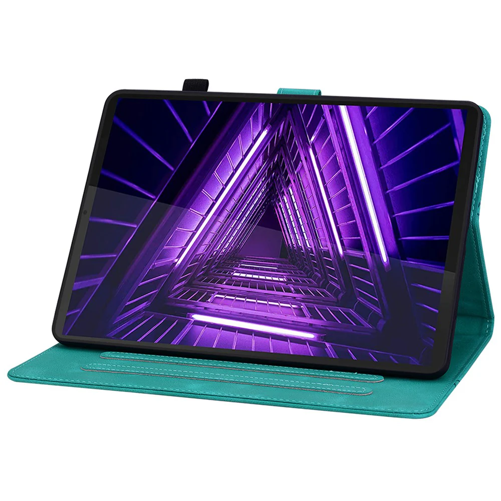 For Lenovo Tab M10 Plus TB-X606F / TB-X606X Case PU Leather Lily Flower Pattern Stand Tablet Cover - Green - Image 3