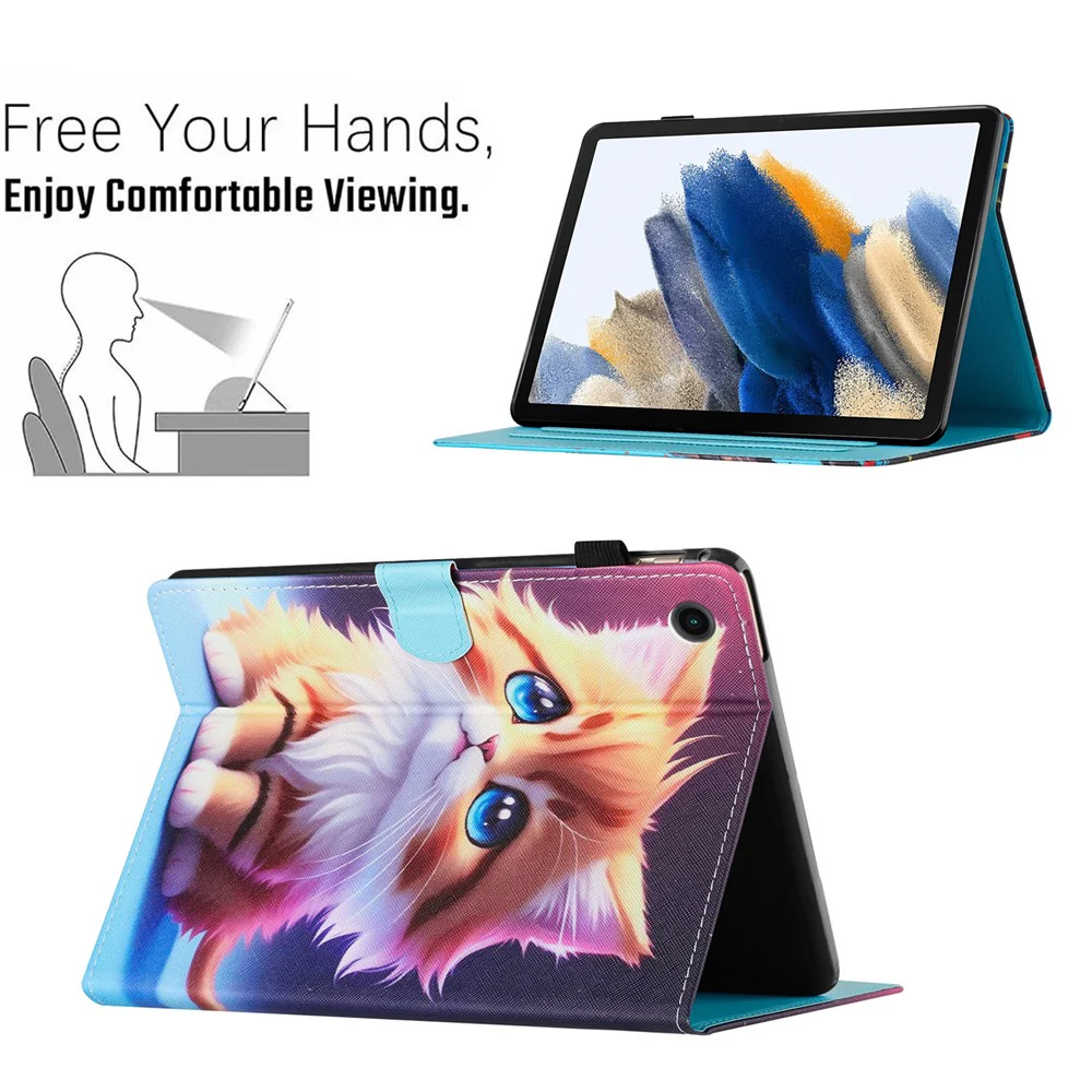 For Lenovo Tab M10 Plus X606F Case Stitching Pattern Printing Stand Tablet Cover - Cat - Image 5