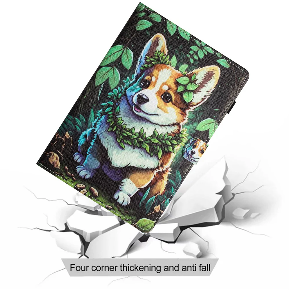 For Lenovo Tab M10 Plus X606F Case Stitching Pattern Printing Stand Tablet Cover - Corgi - Image 7