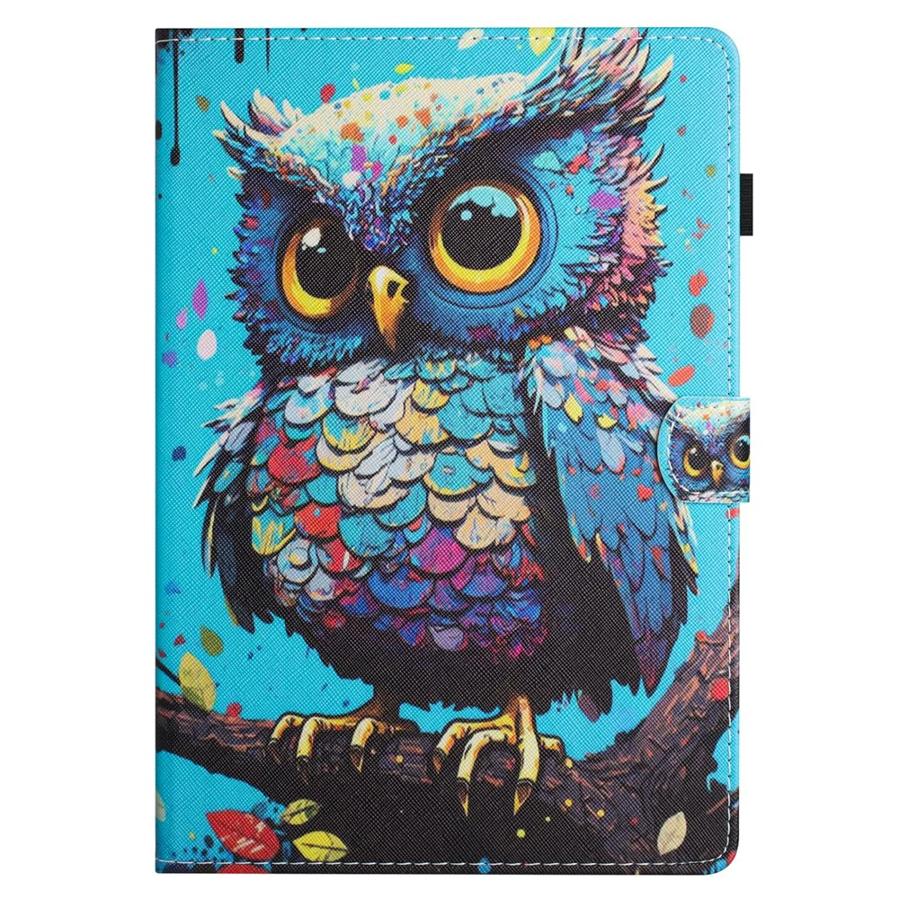For Lenovo Tab M10 Plus X606F Case Stitching Pattern Printing Stand Tablet Cover - Owl - Image 8
