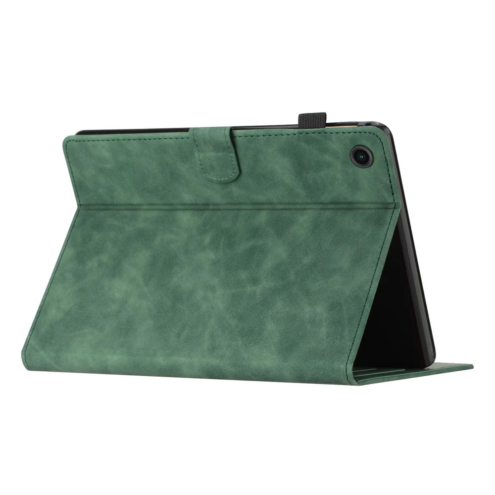 For Lenovo Tab M10 Plus X606F PU Leather Tablet Case Card Slot Stand Imprinted Butterfly Cover - Army Green - Image 4
