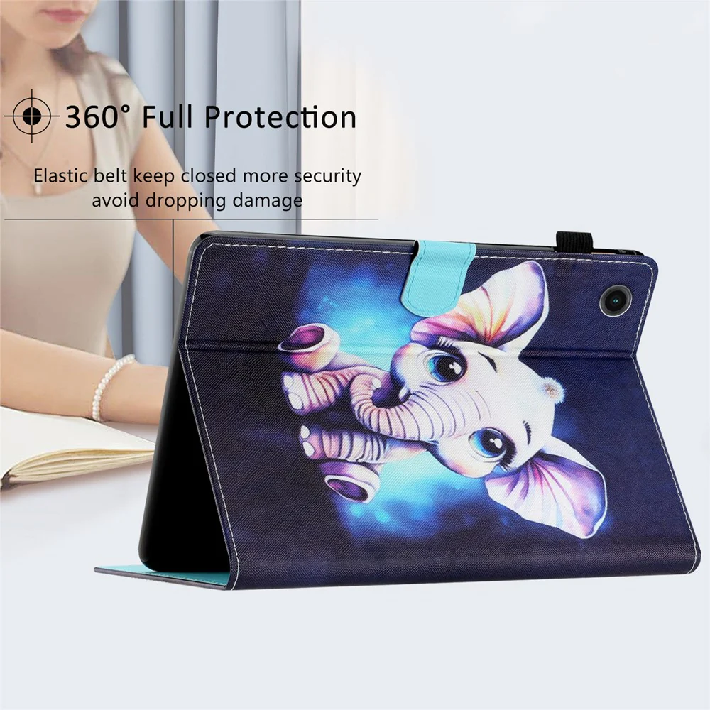 For Lenovo Tab M10 Plus X606F / Tab M10 FHD PU Leather Tablet Cover Pattern Printing Shockproof Case - Elephant - Image 6