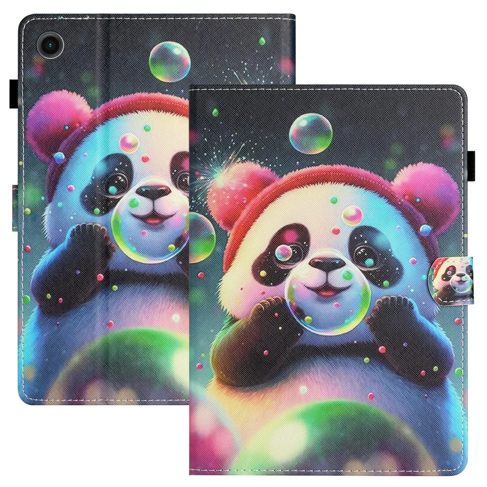For Lenovo Tab M10 Plus X606F / Tab M10 FHD PU Leather Tablet Cover Pattern Printing Shockproof Case - Panda