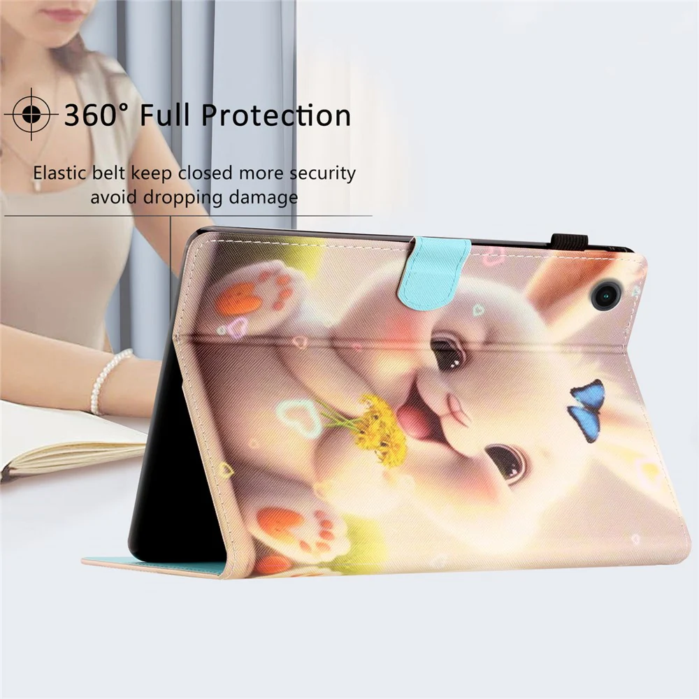 For Lenovo Tab M10 Plus X606F / Tab M10 FHD PU Leather Tablet Cover Pattern Printing Shockproof Case - Rabbit - Image 6