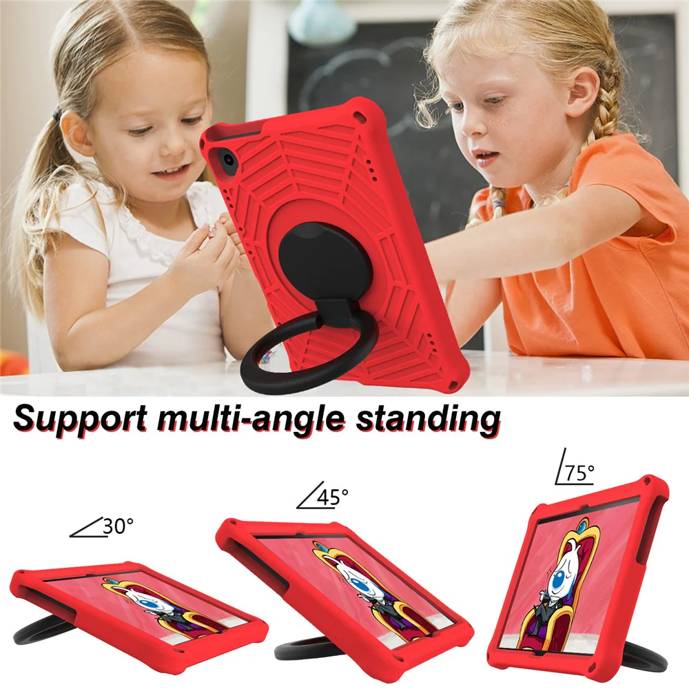 For Lenovo Tab M10 TB-X505F / TB-X605F (10.1") / M10 FHD REL TB-X605FC / TB-X605LC (10.1") / Tab P10 TB-X705F (10.1") Shockproof Spider Web Texture Tablet Cover Kickstand Tablet Case - Red - Image 4