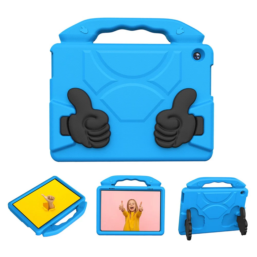 For Lenovo Tab M10 TB-X605F  /  TB-X505 Case Ultra-Soft EVA Thumb Kickstand Tablet Cover - Blue - Image 2