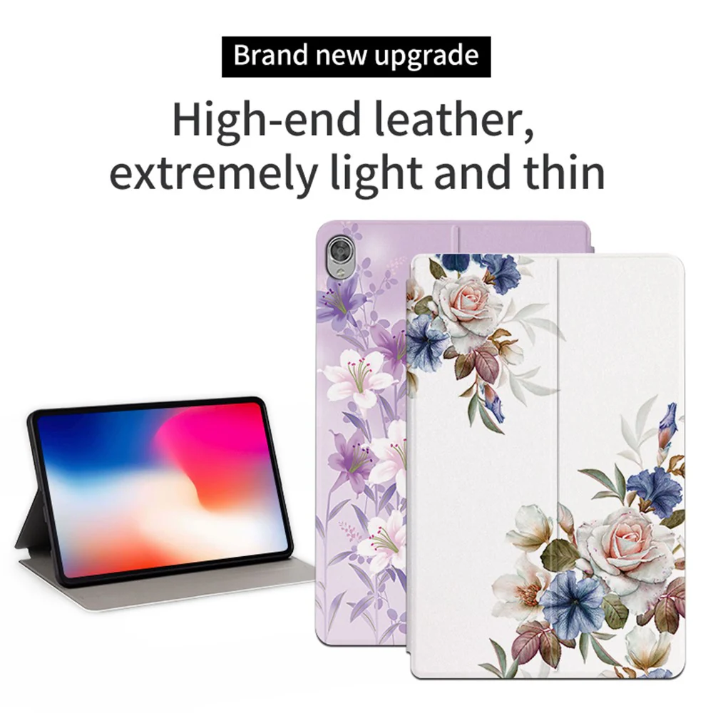 For Lenovo Tab M10 TB-X605F / X505 10.1-inch Well-protected Flower Pattern Printed Tablet Case Leather + TPU Anti-drop Folio Flip Cover with Stand - Black Flower Bush - Image 2