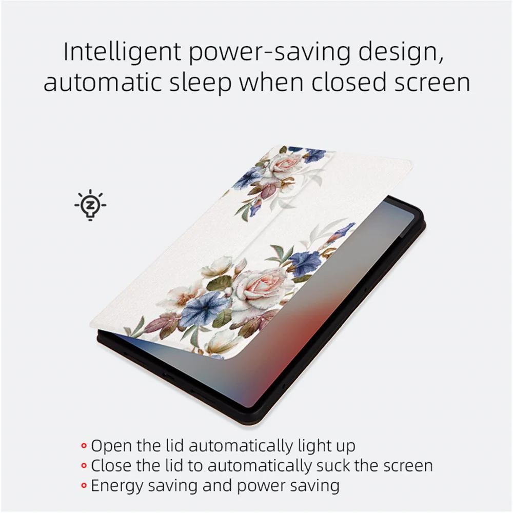 For Lenovo Tab M10 TB-X605F / X505 10.1-inch Well-protected Flower Pattern Printed Tablet Case Leather + TPU Anti-drop Folio Flip Cover with Stand - Black Flower Bush - Image 3