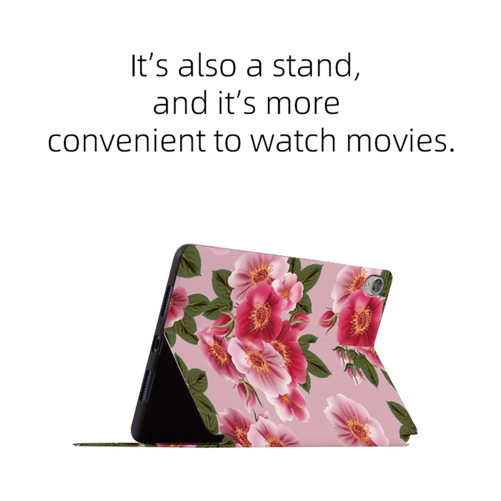 For Lenovo Tab M10 TB-X605F / X505 10.1-inch Well-protected Flower Pattern Printed Tablet Case Leather + TPU Anti-drop Folio Flip Cover with Stand - Black Flower Bush - Image 4
