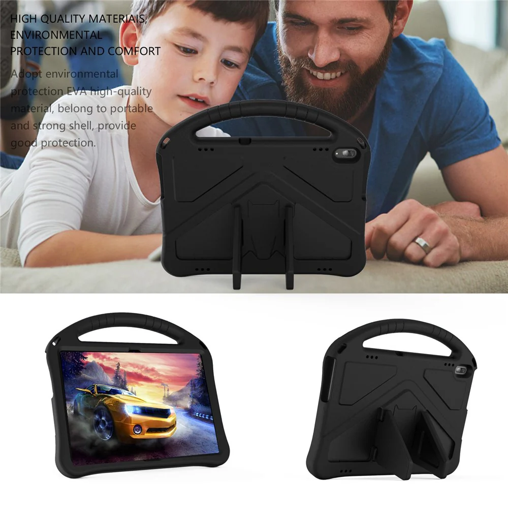 For Lenovo Tab M10 TB-X605F / X505F EVA Tablet Case Drop-proof Kickstand Protective Cover with Handle Grip - Black - Image 2