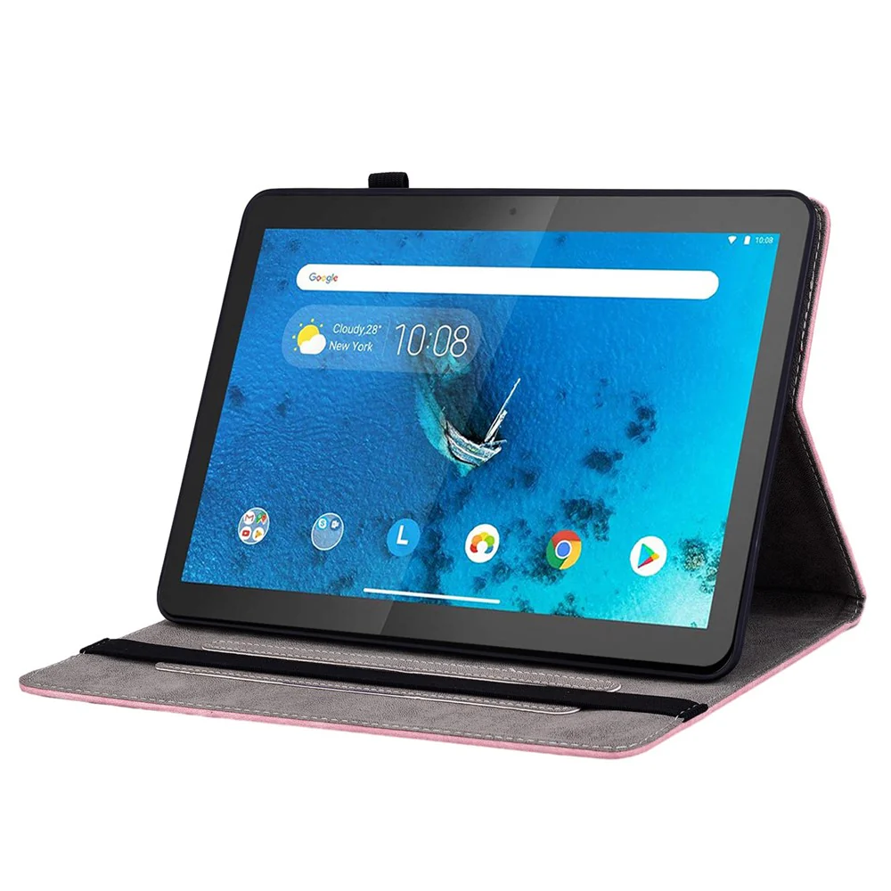 For Lenovo Tab M10 TB-X605L / TB-X605F / Tab M10 HD TB-X505F / TB-X505L Imprinted Stand Cover PU Leather Case - Pink - Image 3
