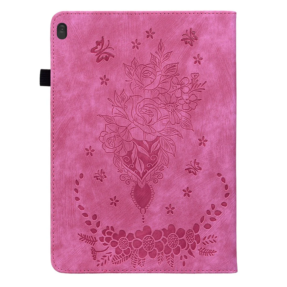 For Lenovo Tab M10 TB-X605L / TB-X605F / Tab M10 HD TB-X505F / TB-X505L Imprinted Stand Cover PU Leather Case - Rose - Image 7