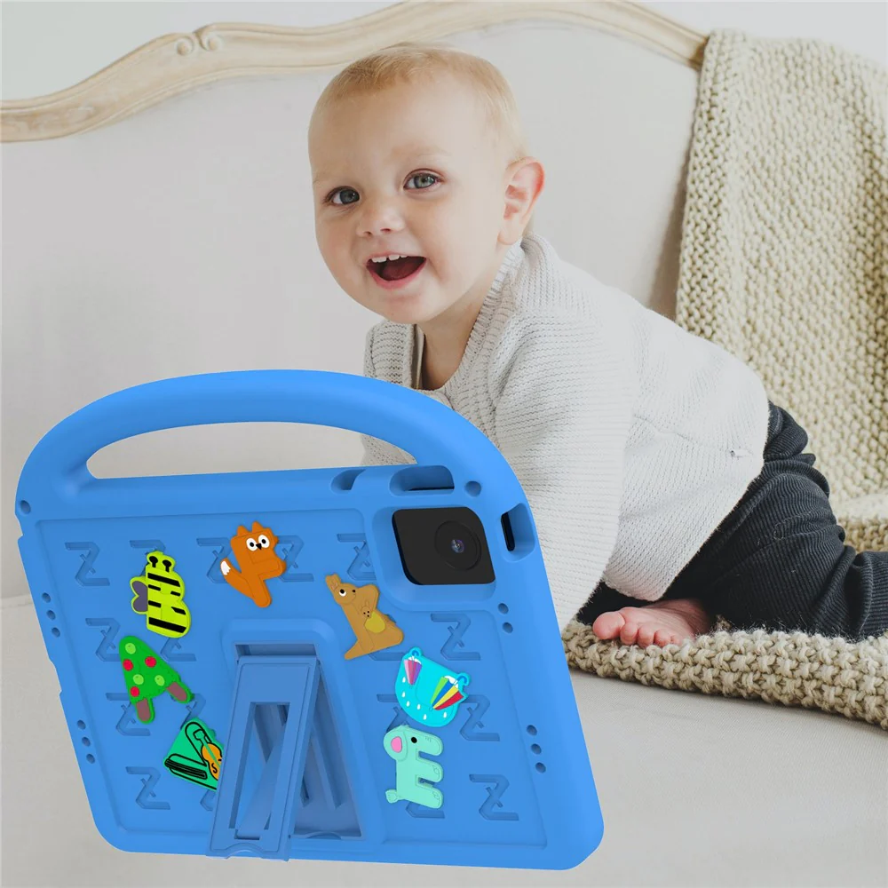 For Lenovo Tab M11 Kickstand Case Cartoon Design Anti-Drop EVA+PC Tablet Cover with Strap - Blue - Image 7