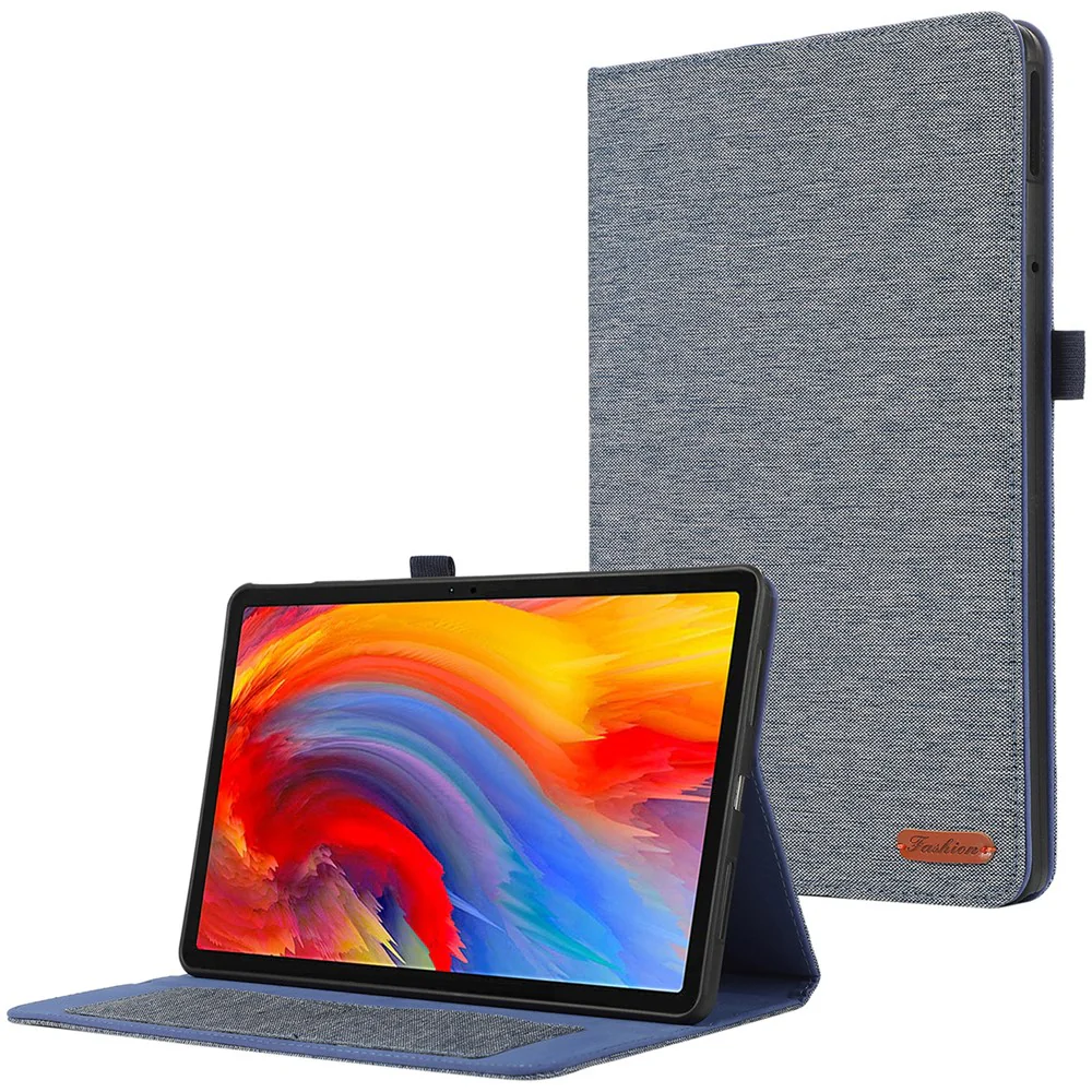 For Lenovo Tab M11 Plus Leather Case Card Holder Cloth Texture Tablet Stand Cover - Blue
