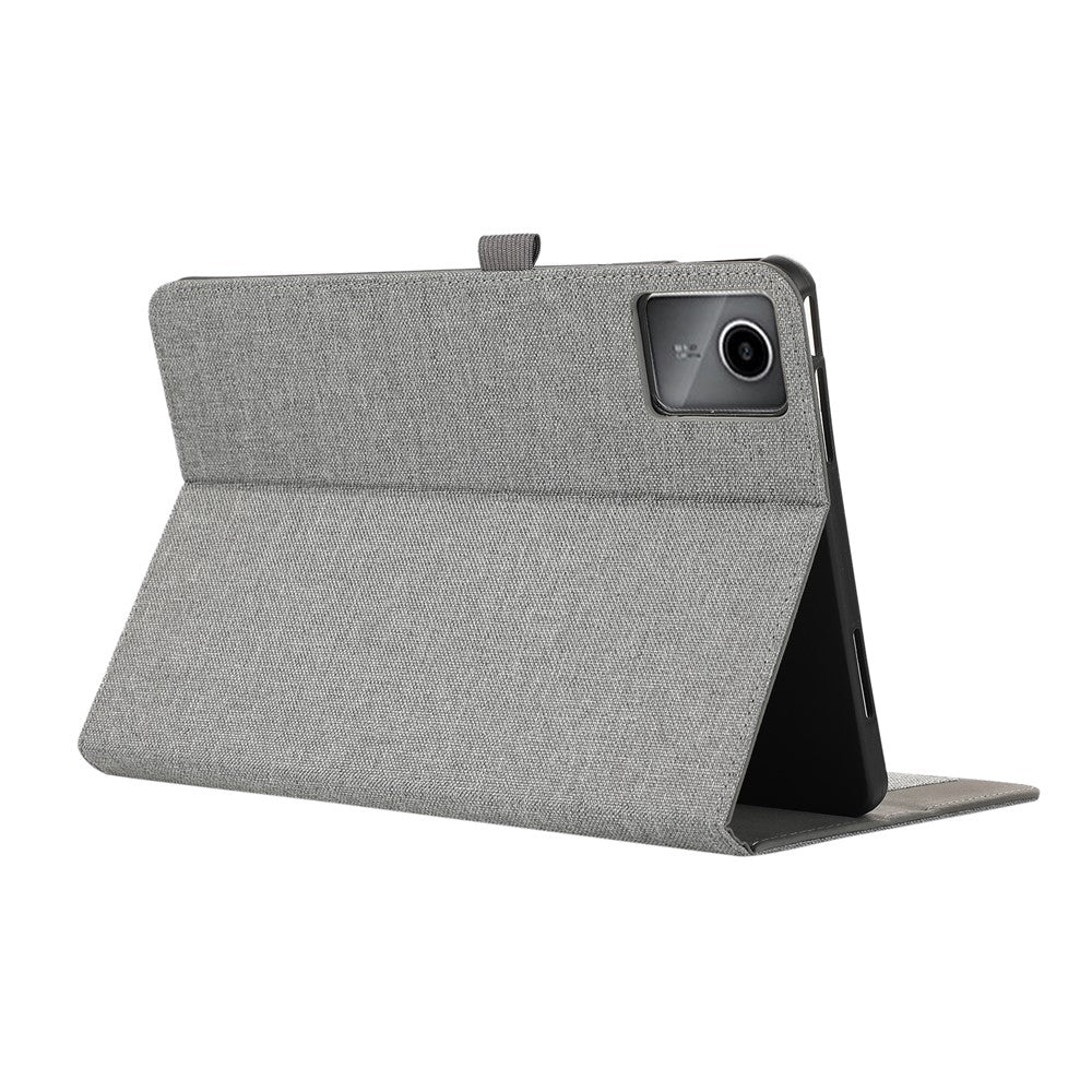 For Lenovo Tab M11 Plus Leather Case Card Holder Cloth Texture Tablet Stand Cover - Grey - Image 4