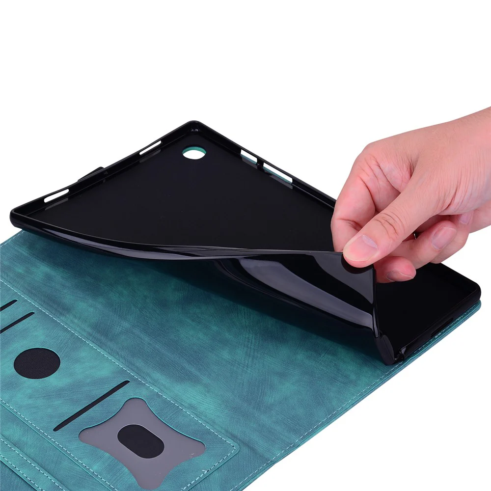 For Lenovo Tab M11 Plus / Tab K11 Plus Case Leather Stand Tablet Cover Flower Cat Card Slots - Green - Image 5