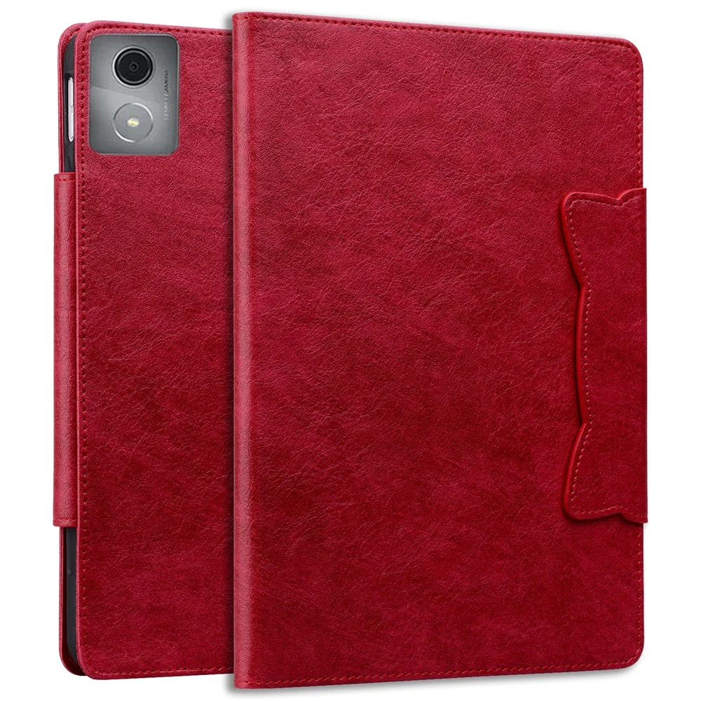 For Lenovo Tab M11 Plus / Tab K11 Plus Case Stand PU Leather Tablet Cover Cat Buckle Closure - Red - Image 6