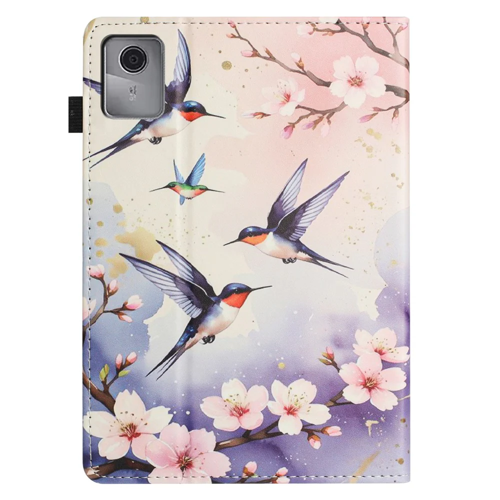 For Lenovo Tab M11 Tablet Case Litchi Texture Pattern Printing Leather Cover Auto Sleep / Wake with Card Holder - Plum Swallow - Image 7