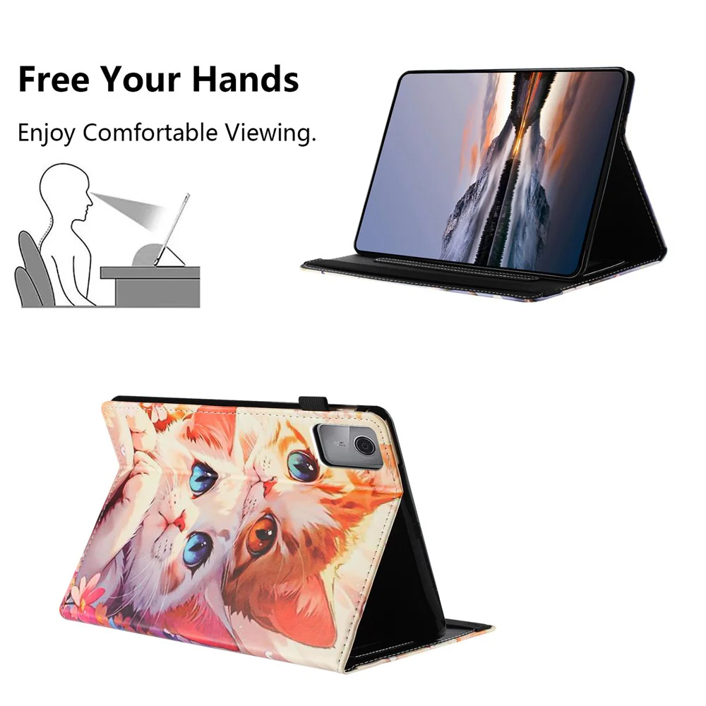 For Lenovo Tab M11 Tablet Case Litchi Texture Pattern Printing Leather Cover Auto Sleep / Wake with Card Holder - Two Cats - Image 5