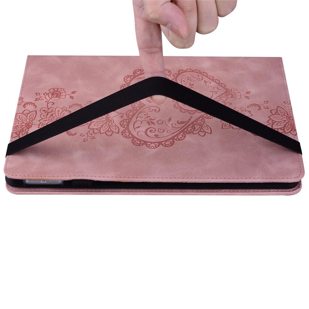For Lenovo Tab M11 (TB-330FC)  /  Xiaoxin Pad 11 2024 (TB-331FC) Leather Case Heart Imprint Foldable Stand Card Slot Stylus Holder Tablet Cover - Pink - Image 4
