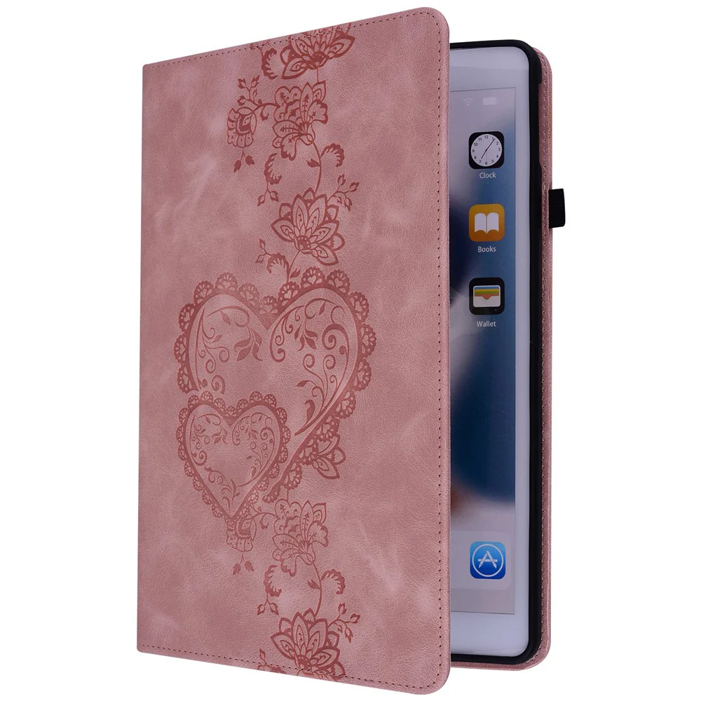 For Lenovo Tab M11 (TB-330FC)  /  Xiaoxin Pad 11 2024 (TB-331FC) Leather Case Heart Imprint Foldable Stand Card Slot Stylus Holder Tablet Cover - Pink - Image 7