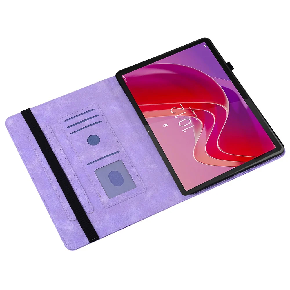 For Lenovo Tab M11 (TB-330FC) / Xiaoxin Pad 11 2024 (TB-331FC) Leather Case Heart Imprint Foldable Stand Card Slot Stylus Holder Tablet Cover - Purple - Image 2