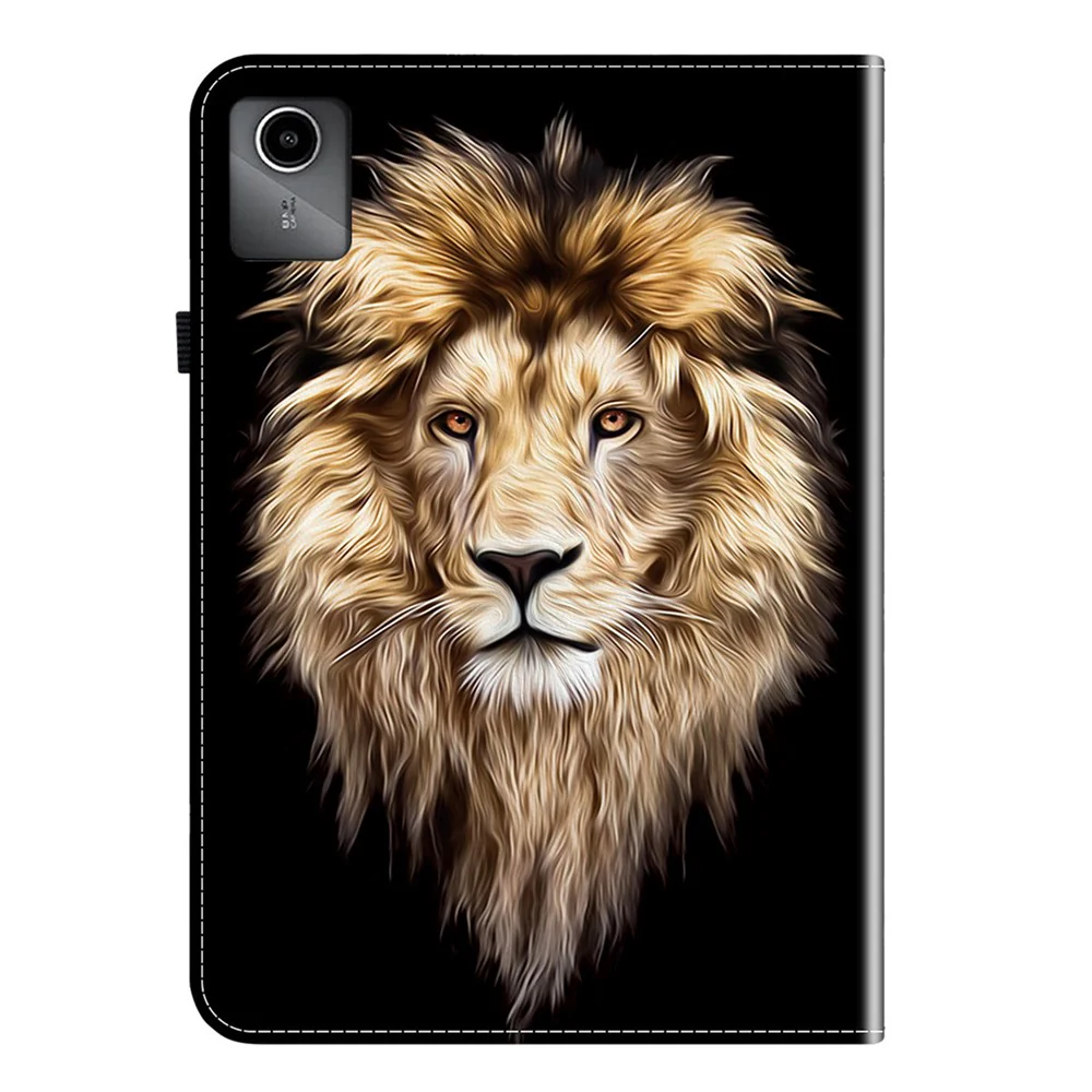 For Lenovo Tab M11 TB-330FC / Xiaoxin Pad 11 2024 TB-331FC Leather Case Pattern Printed Stand Tablet Cover with Card Slots - Lion Head - Image 6