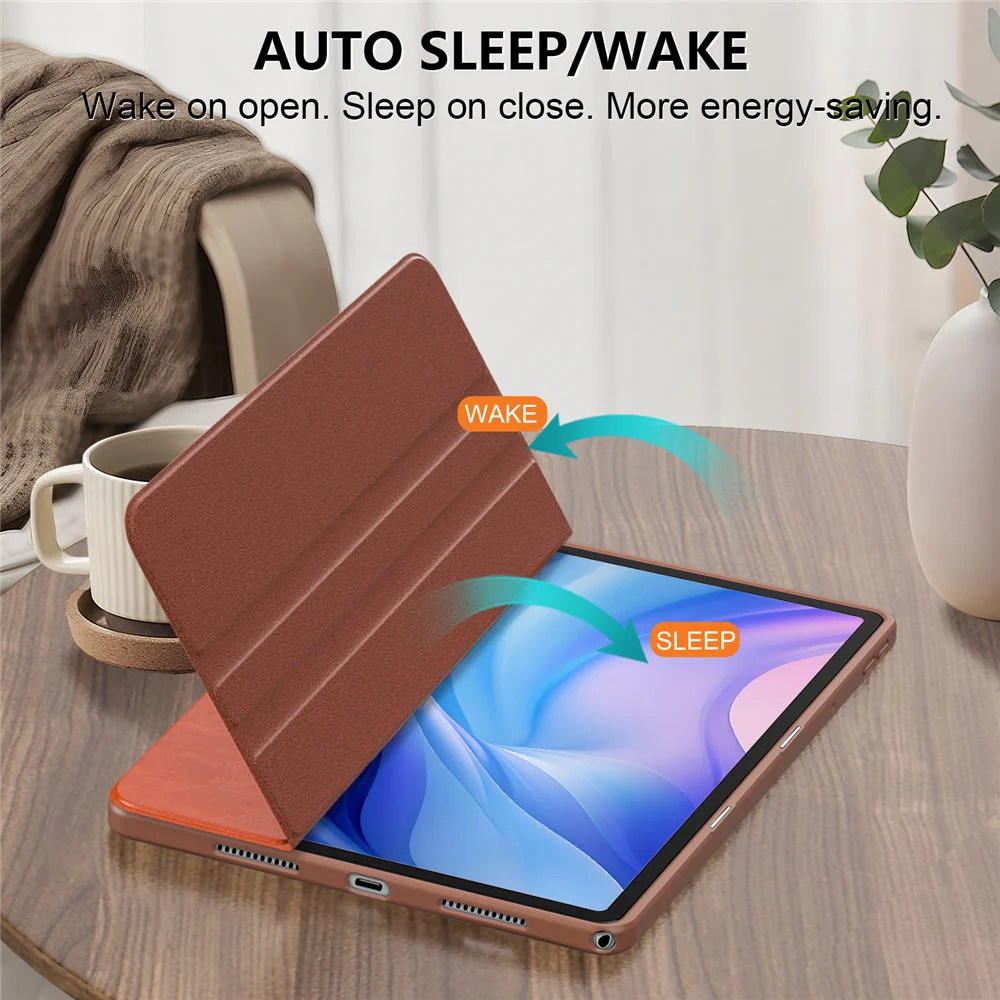 For Lenovo Tab M11 TB330 / Xiaoxin Pad 11 2024 Case Rotate Stand PU Leather+Acrylic+TPU Tablet Cover - Brown - Image 5