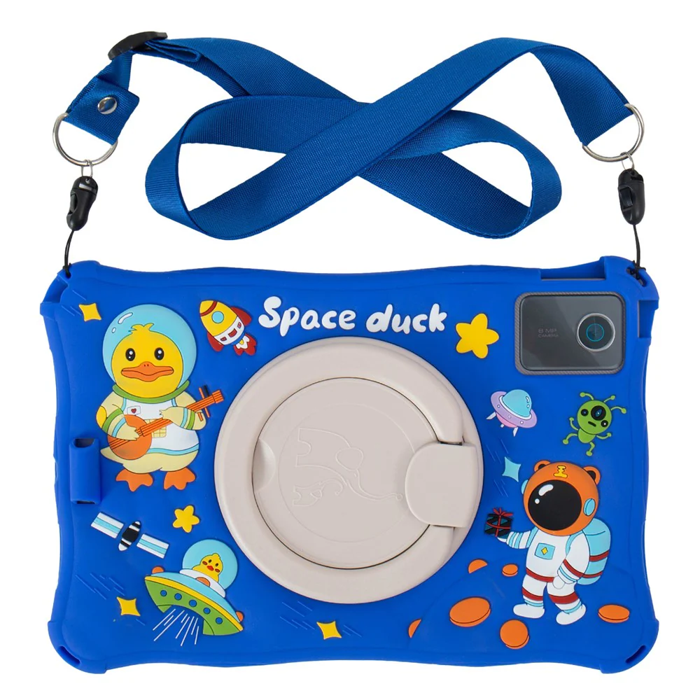 For Lenovo Tab M11 TB330FU / 331FC / Xiaoxin Pad 11 2024 Case with Shoulder Strap Kickstand Cartoon Silicone Cover - Blue - Image 2