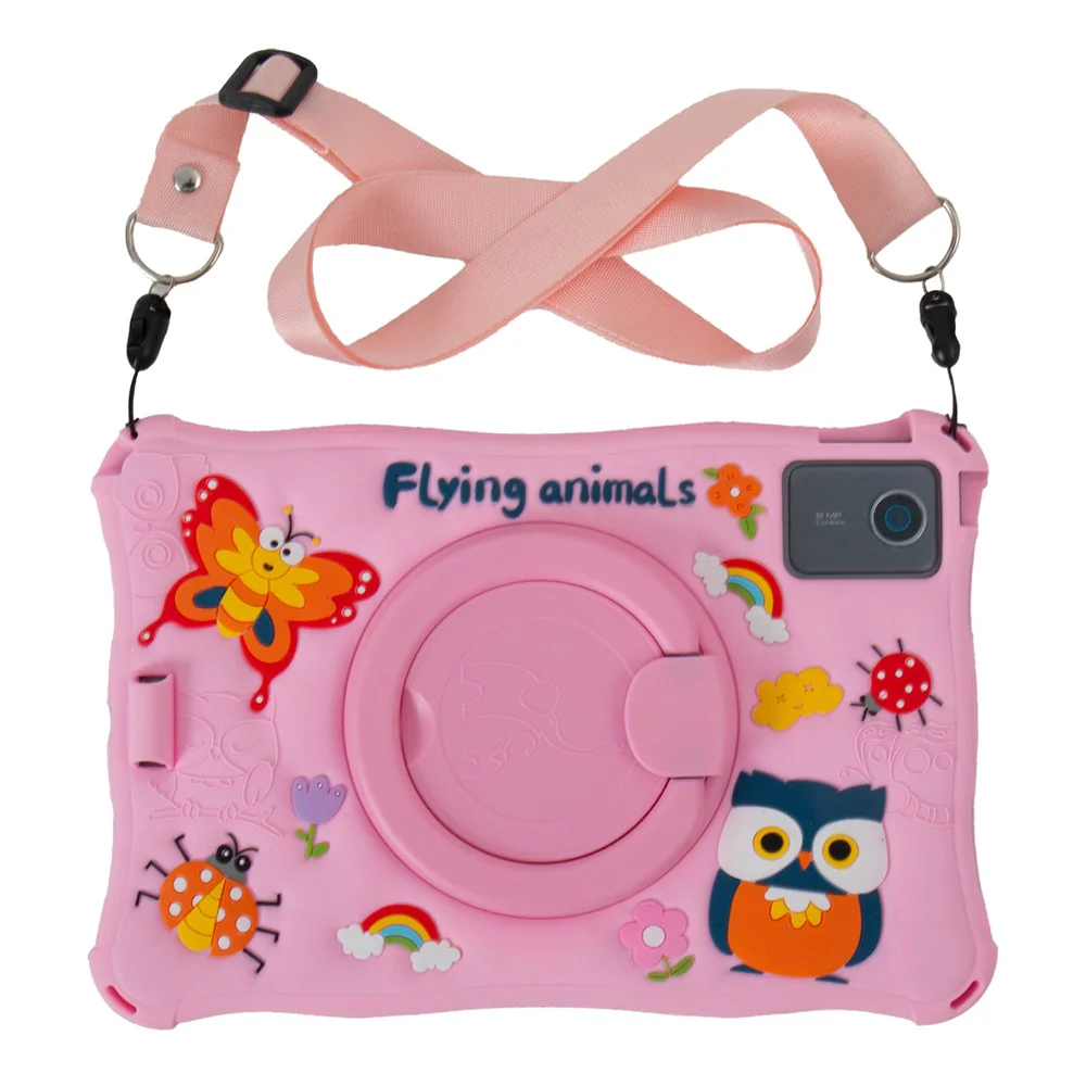 For Lenovo Tab M11 TB330FU / 331FC / Xiaoxin Pad 11 2024 Case with Shoulder Strap Kickstand Cartoon Silicone Cover - Pink - Image 6