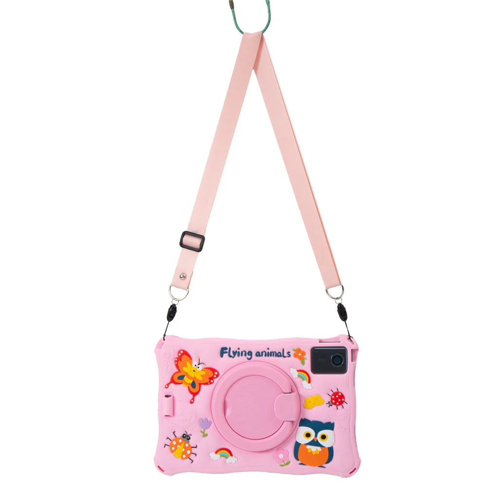 For Lenovo Tab M11 TB330FU / 331FC / Xiaoxin Pad 11 2024 Case with Shoulder Strap Kickstand Cartoon Silicone Cover - Pink - Image 7