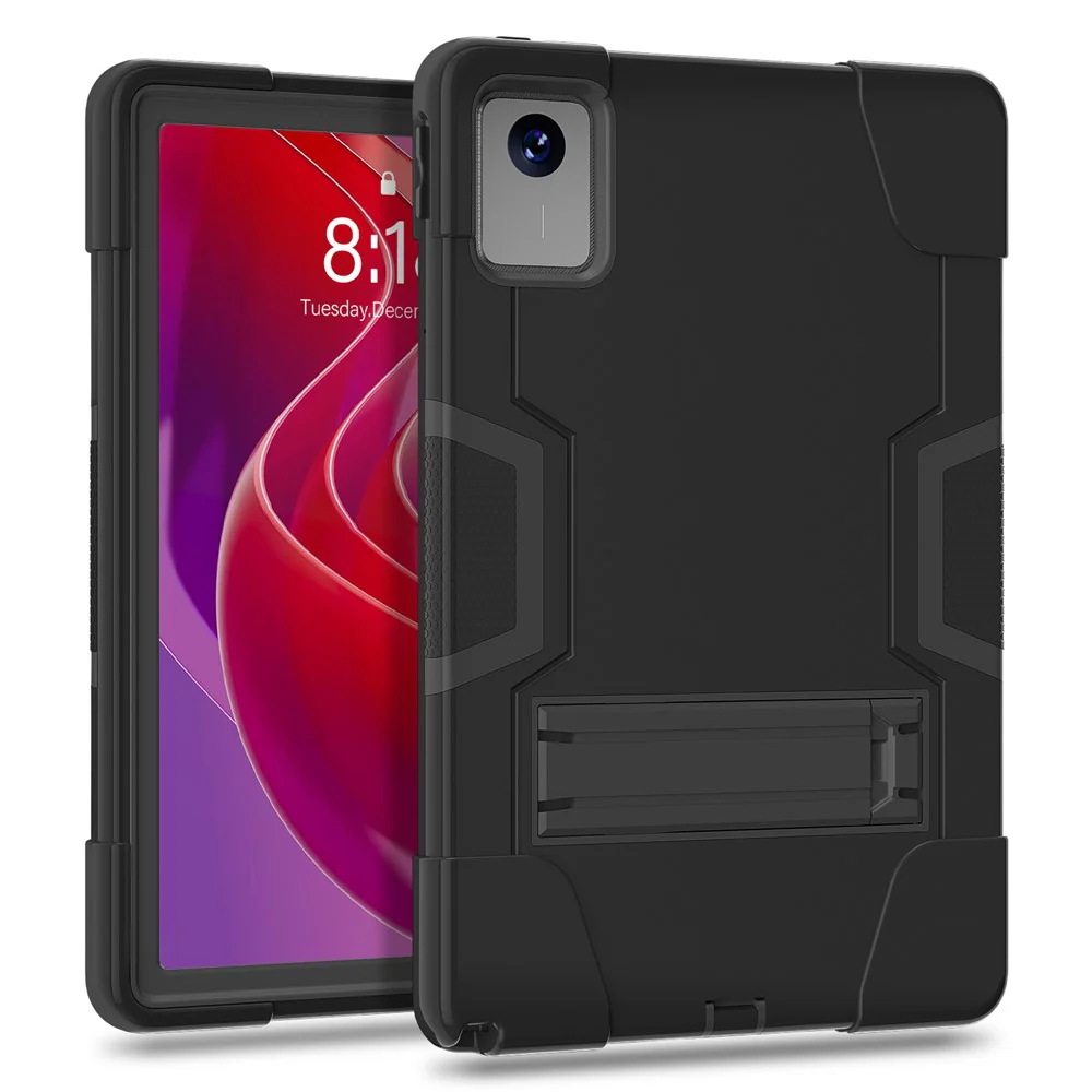 For Lenovo Tab M11 TB330FU / TB330XU / Xiaoxin Pad 11 2024 Case Robot Style Silicone + PC Kickstand Tablet Cover - Black - Image 2