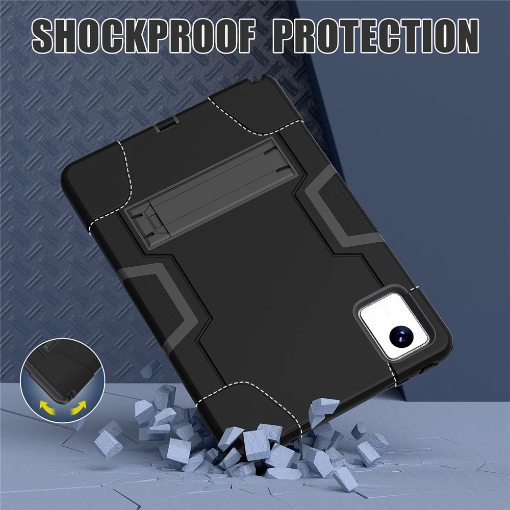 For Lenovo Tab M11 TB330FU / TB330XU / Xiaoxin Pad 11 2024 Case Robot Style Silicone + PC Kickstand Tablet Cover - Black - Image 6