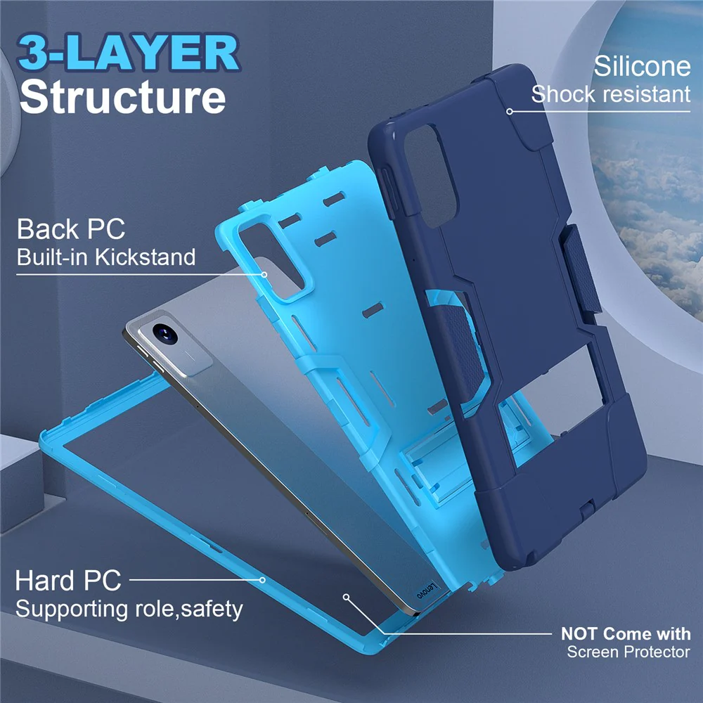 For Lenovo Tab M11 TB330FU / TB330XU / Xiaoxin Pad 11 2024 Case Robot Style Silicone + PC Kickstand Tablet Cover - Navy Blue / Blue - Image 3