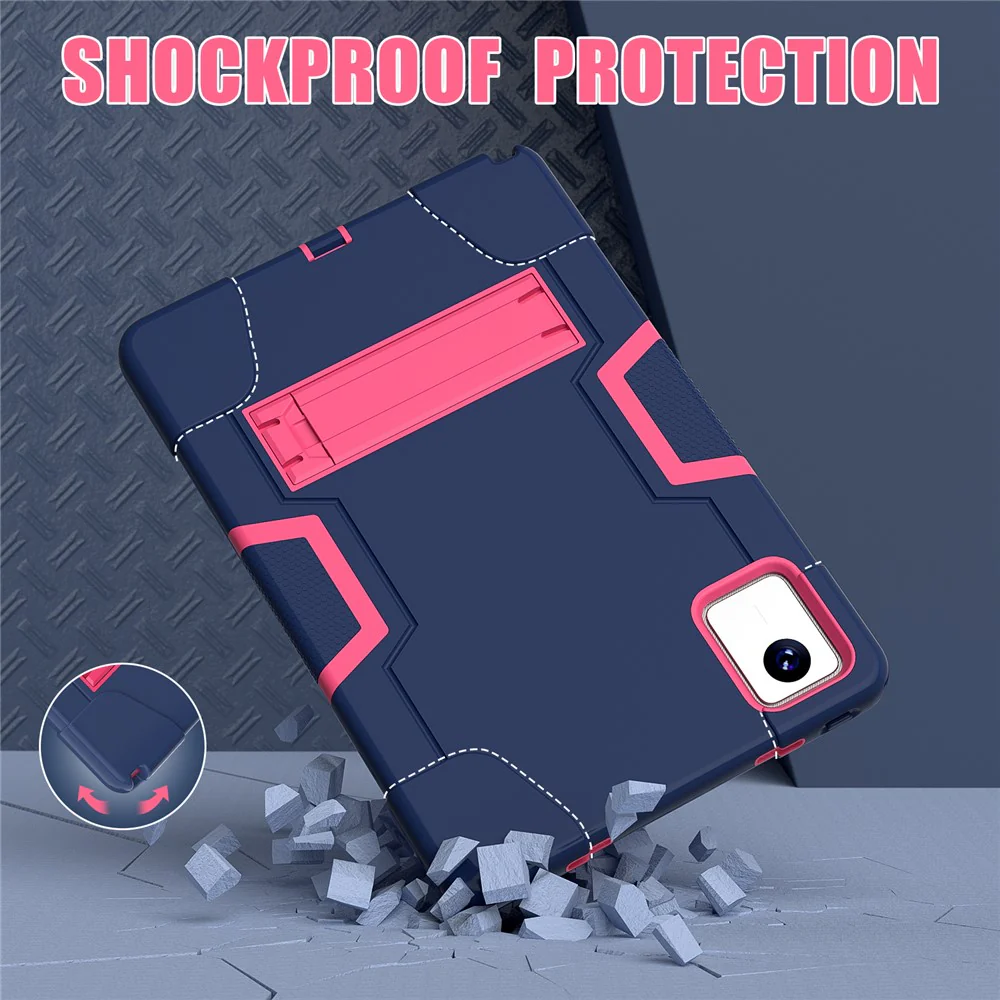 For Lenovo Tab M11 TB330FU / TB330XU / Xiaoxin Pad 11 2024 Case Robot Style Silicone + PC Kickstand Tablet Cover - Navy Blue / Rose Red - Image 6