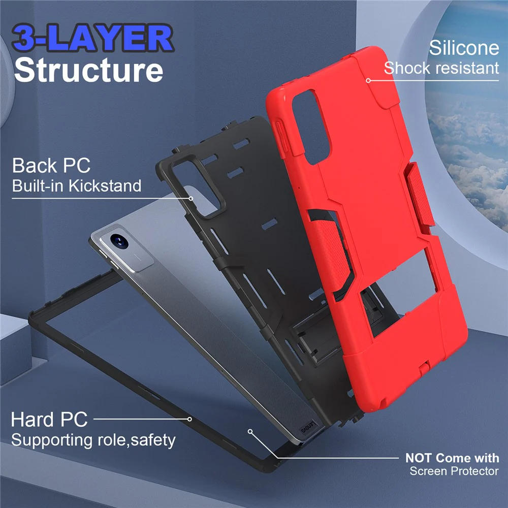 For Lenovo Tab M11 TB330FU / TB330XU / Xiaoxin Pad 11 2024 Case Robot Style Silicone + PC Kickstand Tablet Cover - Red / Black - Image 3