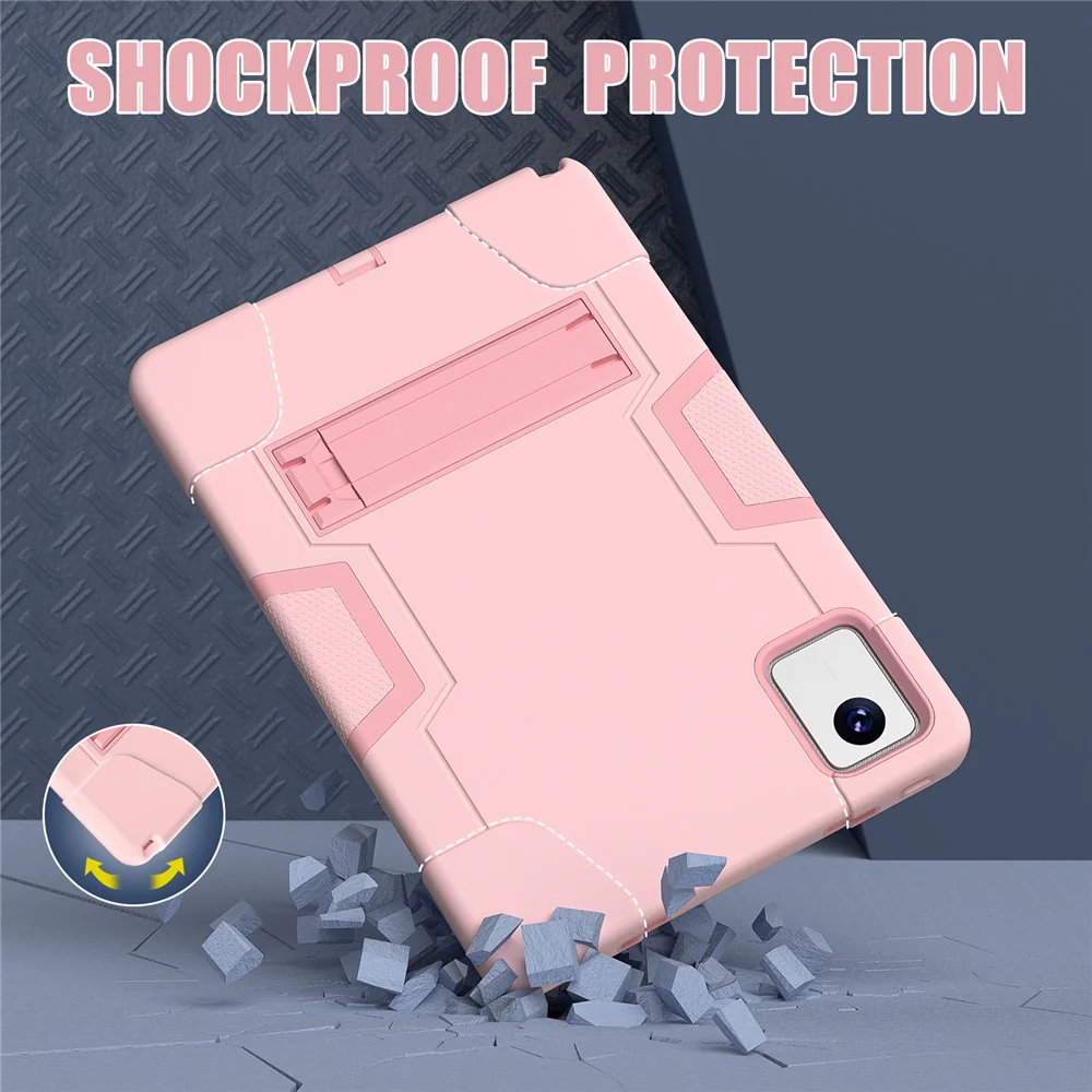 For Lenovo Tab M11 TB330FU / TB330XU / Xiaoxin Pad 11 2024 Case Robot Style Silicone + PC Kickstand Tablet Cover - Rose Gold - Image 6