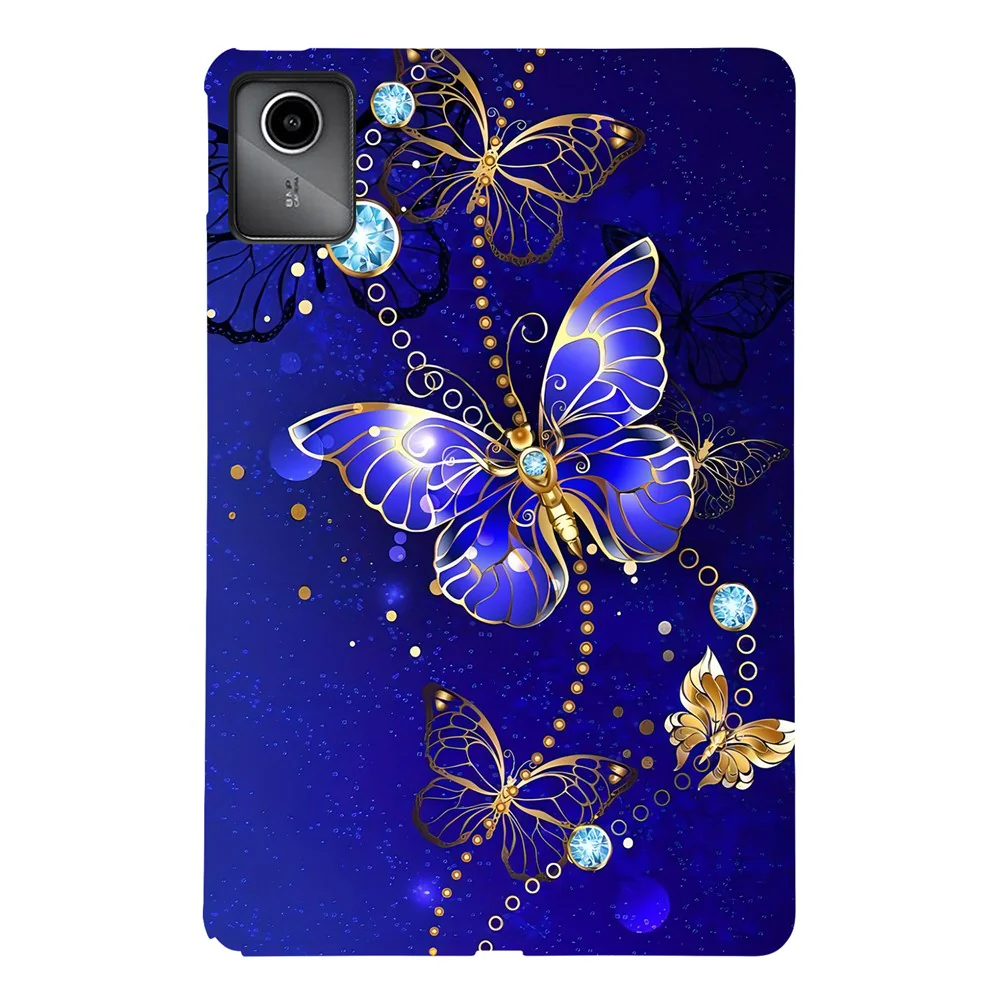For Lenovo Tab M11 TPU Case Pattern Printing Slim Tablet Protective Cover - Blue / Gold Butterfly