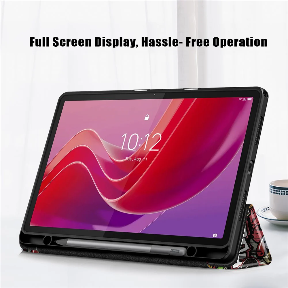 For Lenovo Tab M11 / Xiaoxin Pad 11 2024 330 Case Full-Body Tri-fold Stand Pattern Tablet Smart Cover - Graffiti - Image 2