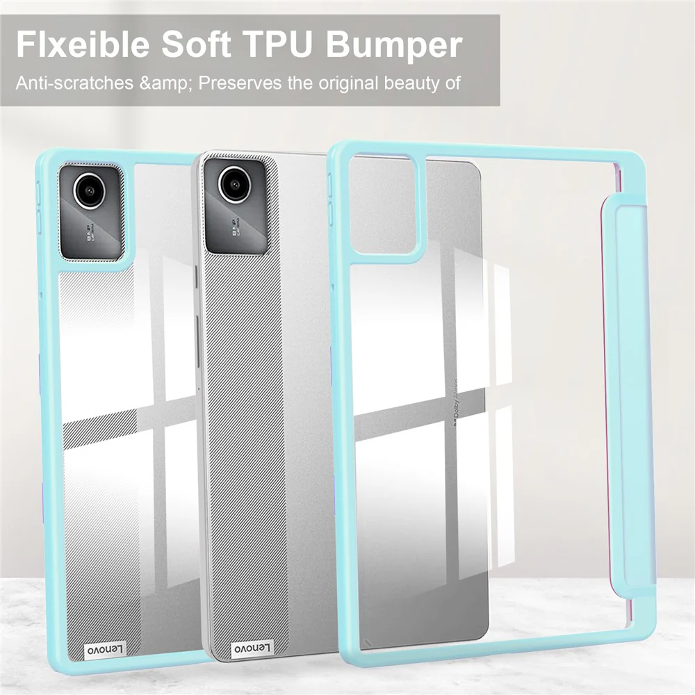 For Lenovo Tab M11 / Xiaoxin Pad 11 2024 Case Anti-Scratch PU+TPU+Acrylic Tablet Cover with Pen Slot - Baby Blue - Image 7