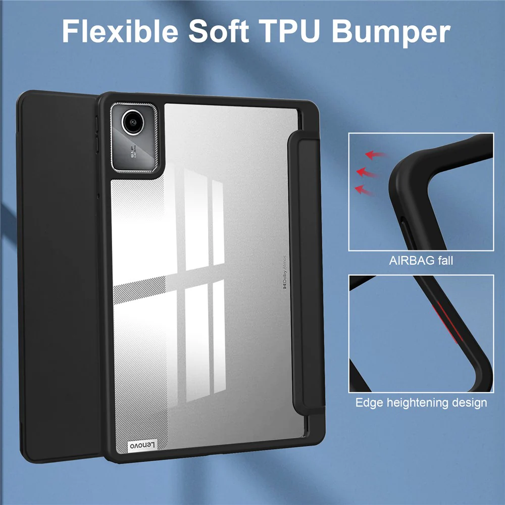 For Lenovo Tab M11 / Xiaoxin Pad 11 2024 Case Anti-Scratch PU+TPU+Acrylic Tablet Cover with Pen Slot - Black - Image 4